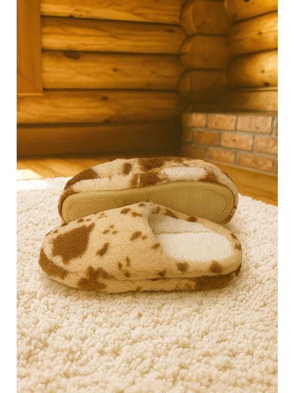 PUFFY Kadın Ev Terliği Kışlık Terlik Kauçuk Ses Yapmaz Taban - Görsel 7