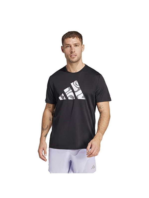 Adidas Run It Big Logo M Erkek Siyah Spor Tişört