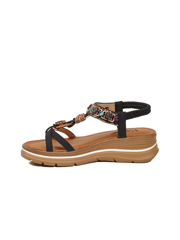 Voyager Beyaz Voyager Hakiki Deri Taş İşlemeli Kadın Sandalet B481 Z