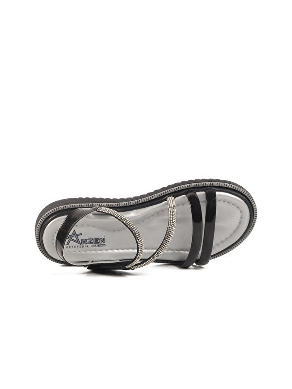 Siyah Rugan Cırtlı Ortopedik Kız Çocuk Sandalet 25T103 F - Görsel 5