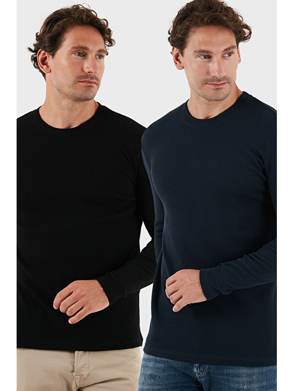 Buratti Pamuklu Bisiklet Yaka Slim Fit Basic 2'li Paket Sweat 5905073S2