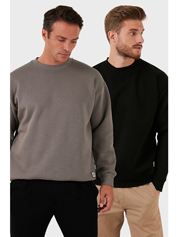 Buratti Regular Fit Bisiklet Yaka Şardonlu 2'li Paket Sweat 5905255S2