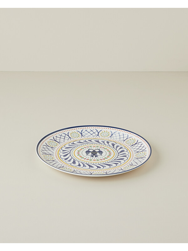 English Home Fiesta Talavera Porselen Servis Tabağı 26 cm Beyaz - Lacivert