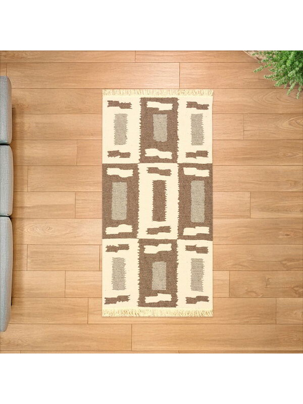 Evidea Soft Lindos Çift Taraflı Kilim - Ekru - 80x150 cm