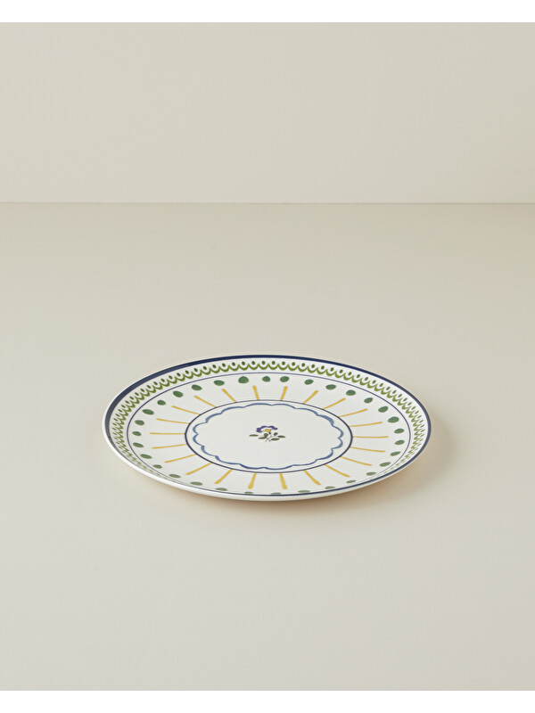 English Home Talavera Garden Porselen Servis Tabağı 26 cm Beyaz - Lacivert