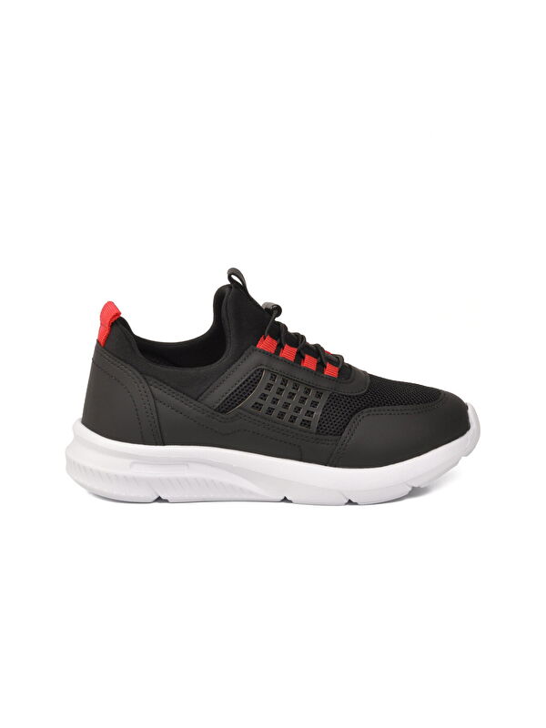 Walkway Siyah Beyaz Fileli Hafif Esnek Unisex Çocuk Spor Ayakkabı 9060 Motano F