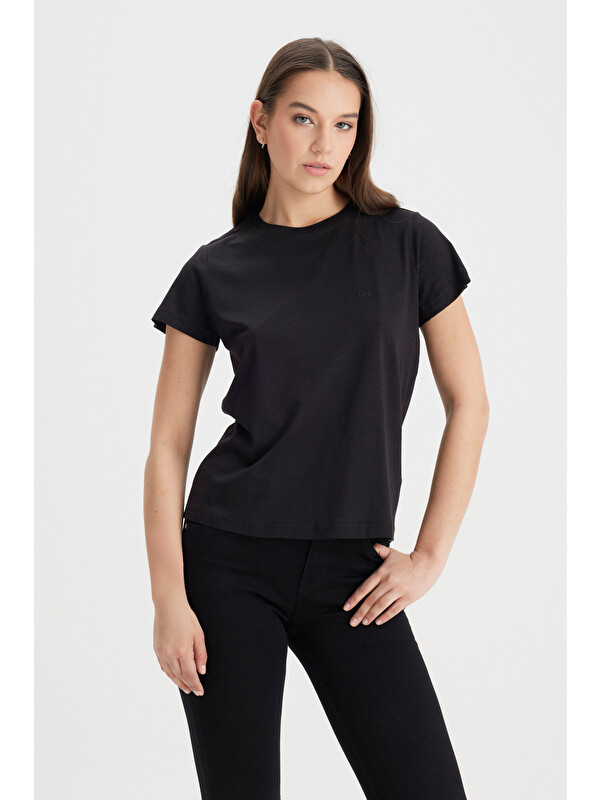 Lee Regular Fit Normal Kesim Bisiklet Yaka Siyah Tişört