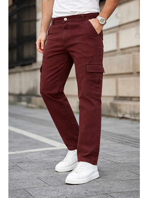 Comstar Erkek Kargo Cepli Pamuklu Kiremit Baggy Pantolon