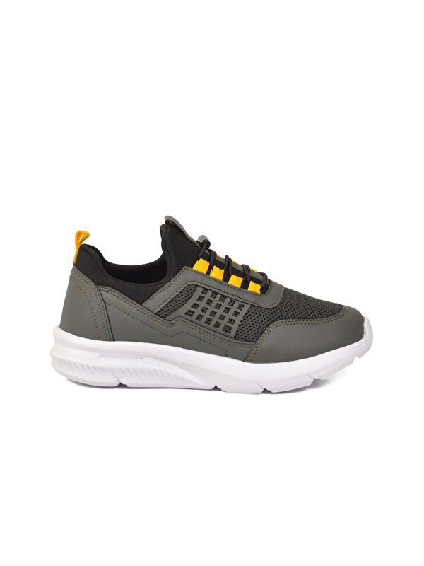 Walkway Haki Sarı Fileli Hafif Esnek Unisex Çocuk Spor Ayakkabı 9060 Motano F
