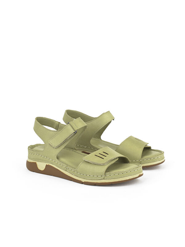 Kadın Hakiki Deri Sandalet 1511008Z22 Yeşil - Görsel 3
