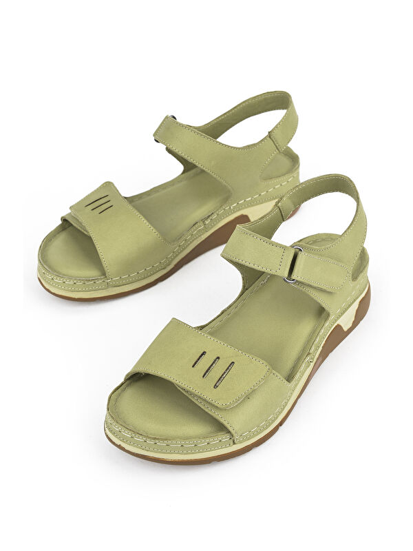 Kadın Hakiki Deri Sandalet 1511008Z22 Yeşil - Görsel 6