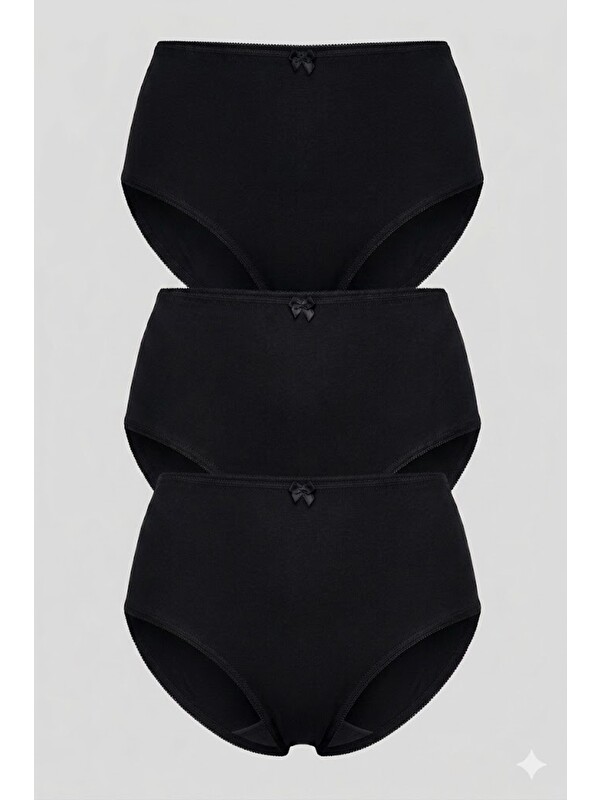 C&City 3'Lü Paket Yüksek Bel Bikini Külot 5002 Siyah