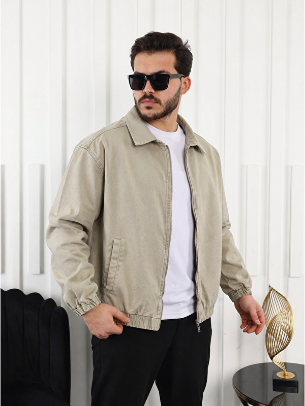 Comstar Erkek Mevsimlik Premium Krem Oversize Ceket