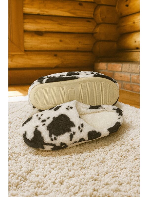 PUFFY Kadın Ev Terliği Kışlık Terlik Kauçuk Ses Yapmaz Taban - Görsel 7