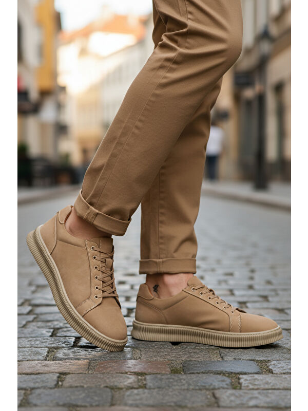 Kum Nubuk Hakiki Deri Büyük Numara Erkek Casual Ayakkabı 2516 M - Görsel 4