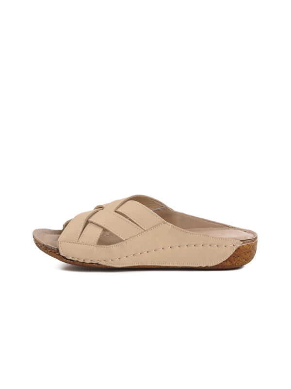 Bej Hakiki Deri Kadın Terlik 003 Z - Görsel 3