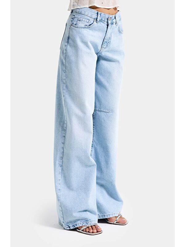It's Basic Kadın Ice 4s6-3 Wide Leg Barrel Fit %100 Pamuk Denim Jean