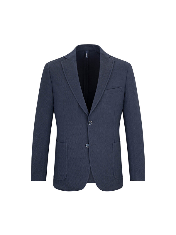 Hatemoğlu Lacivert Slim Fit Mono Yaka Klasik Ceket