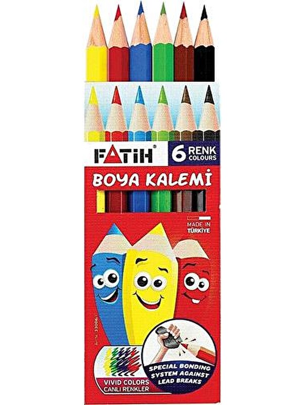 Fatih Kuru Boya Kalemi Tam Boy 6 Renk Kuru Boya Kalemi Tam Boy 6 Renk Karton Kutu