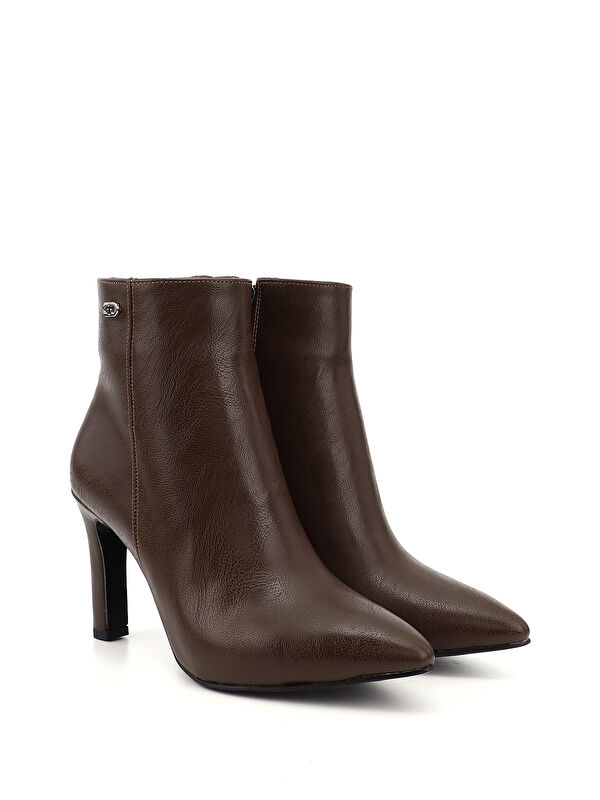 Kadın ÇİKOLATA KAHVE Fermuarlı Sivri Burun İnce Topuklu Bot - Görsel 3