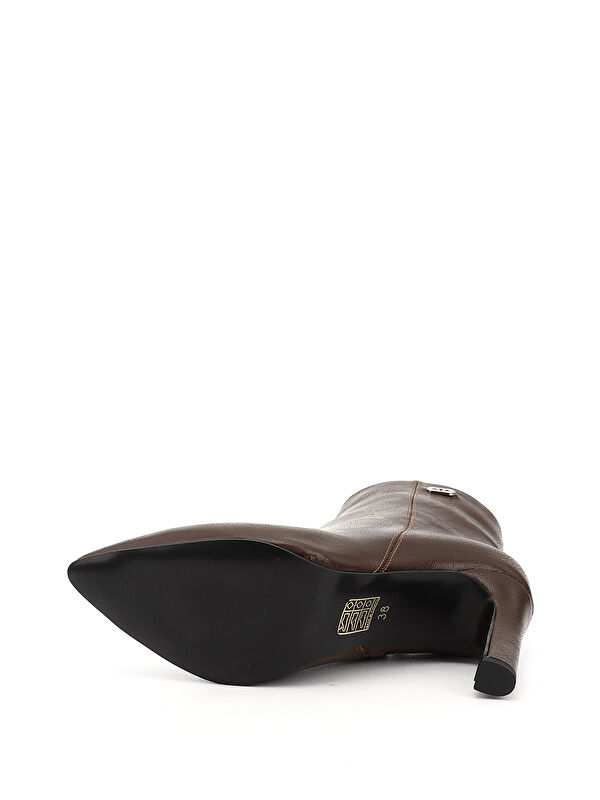 Kadın ÇİKOLATA KAHVE Fermuarlı Sivri Burun İnce Topuklu Bot - Görsel 5