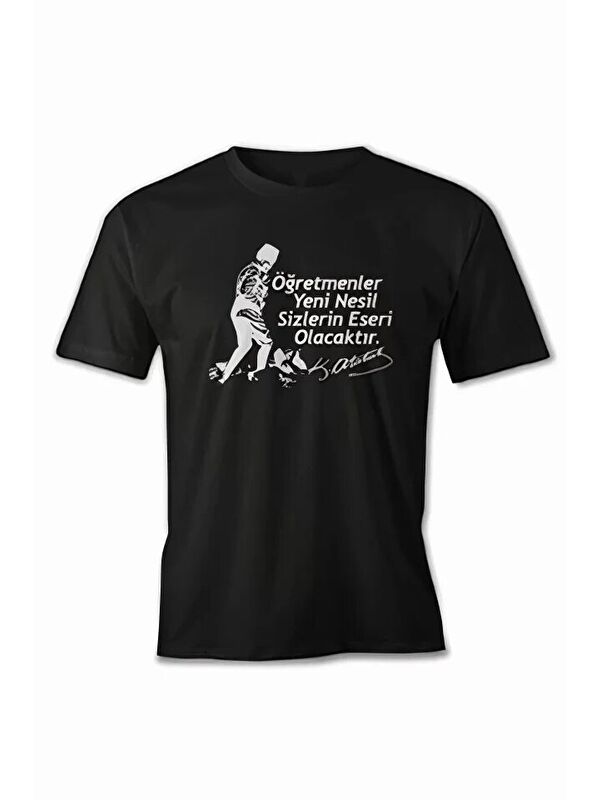 Jane's 24 Kasım Öğretmenler Baskılı T-shirt - Siyah