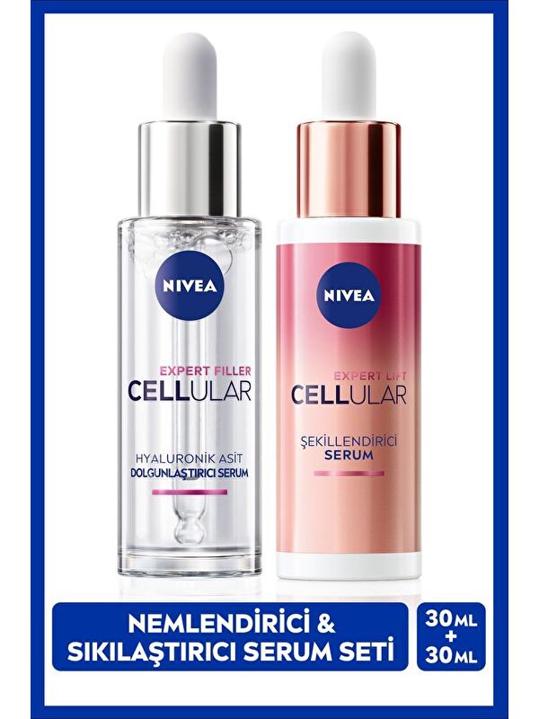 NIVEA Cellular Expert Lift Şekillendirici Doğal Retinol Alternatifi Serum 30ml ve Nemlendirici Serum 30ml