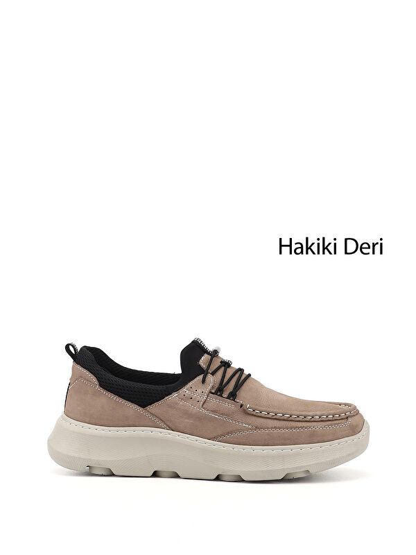 GÖNDERİ(R) Erkek KUM-SİYAH Bağcıklı Hakiki Deri Comfort Ayakkabı