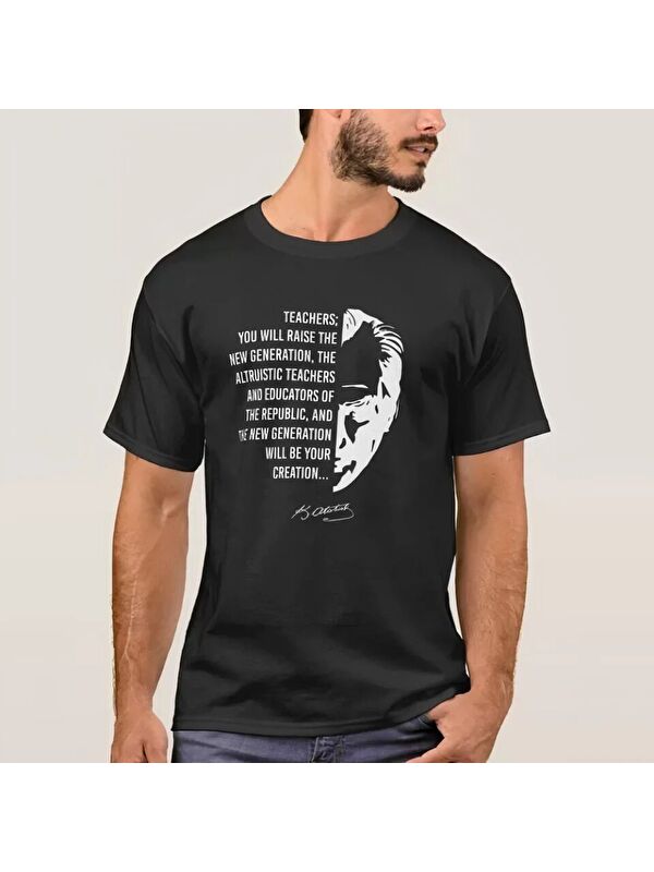 Jane's 24 Kasım Öğretmenler Günü Baskılı T-shirt - Siyah