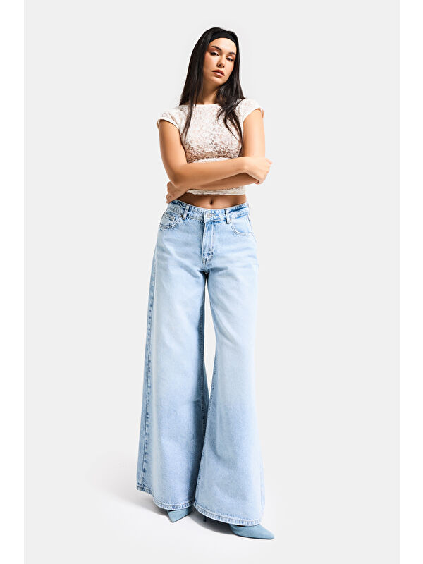It's Basic Kadın Ice 4s6-3 Elephant Leg Süper Bol %100 Pamuk Denim Jean