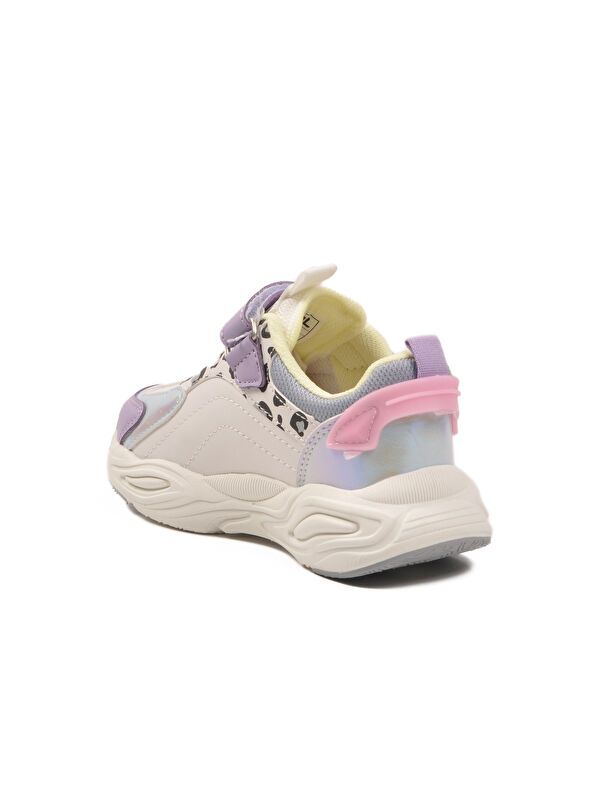 Lila Leopar Desenli Cırtlı Hafif Esnek Kız Çocuk Spor Ayakkabı Toti Cilt P - Görsel 5