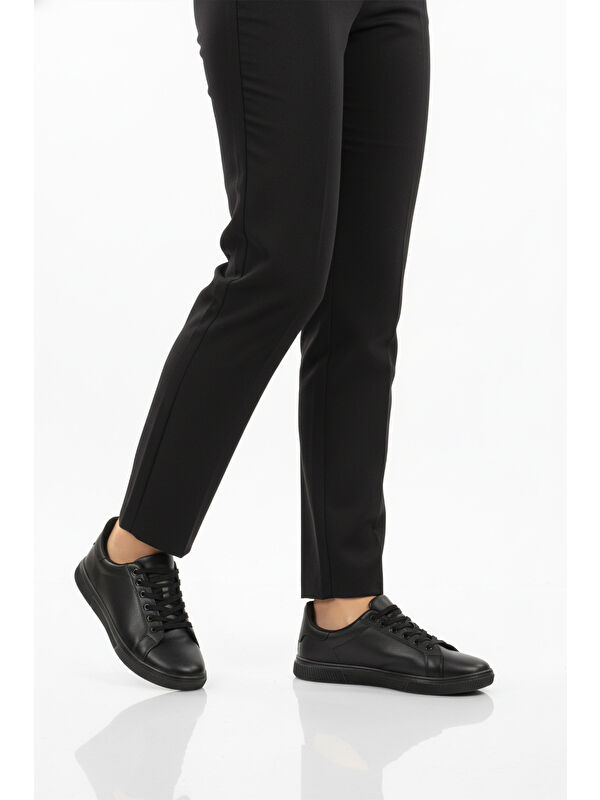 Siyah Bağcıklı Hafif Cilt Erkek Spor Ayakkabı Mota 600 M - Görsel 2