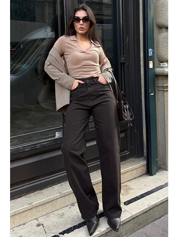 Madmext Kahverengi Wide Leg Kadın Pantolon Mg2614