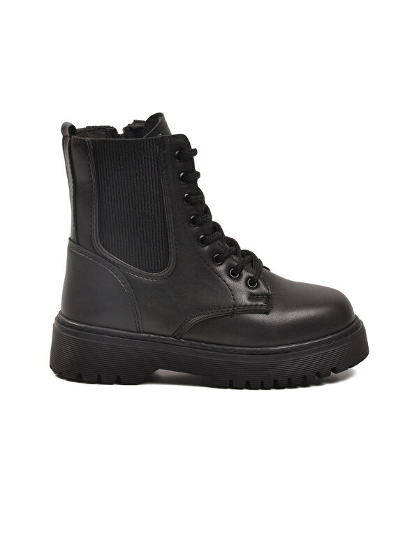 Siyah Polarlı Kaymaz Soğuğa Dirençli Deri Çocuk Bot Tuno 07 F - Görsel 3