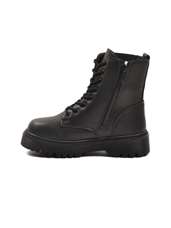 Siyah Polarlı Kaymaz Soğuğa Dirençli Deri Çocuk Bot Tuno 07 F - Görsel 5