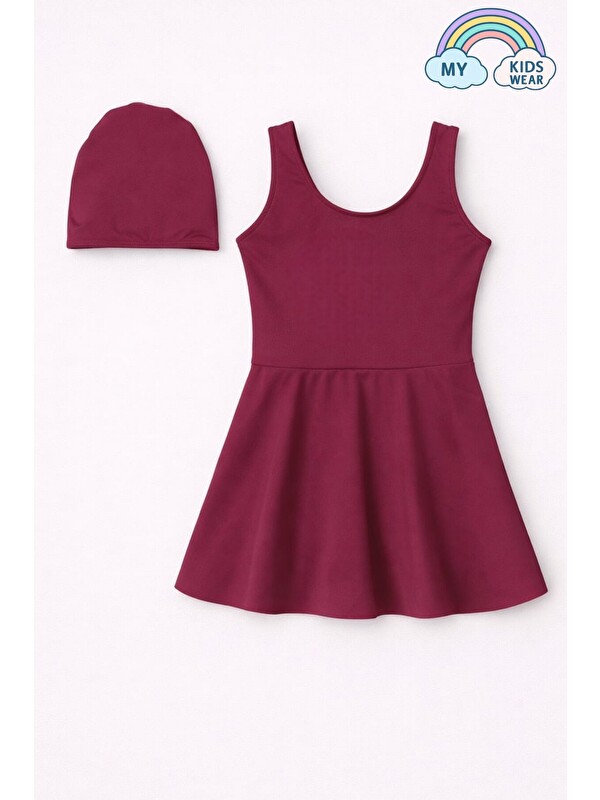 My Kids Wear Kız Çocuk Şapkalı Etekli Mayo Takımı (Külotlu Mayo) 12700