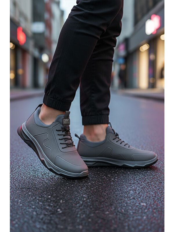 Füme Lastik Bağcıklı Hafif Esnek Erkek Spor Ayakkabı Kaif 2323 M - Görsel 4
