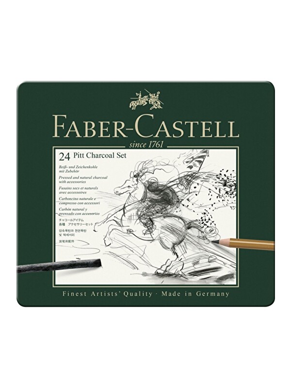 Faber-Castell Pitt Monochrome 24’lü İşlenmiş Kömür Seti – Profesyonel Karakalem ve Eskiz Seti