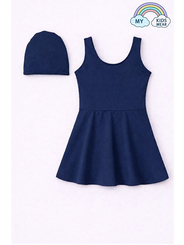 My Kids Wear Kız Çocuk Şapkalı Etekli Mayo Takımı (Külotlu Mayo) 12703