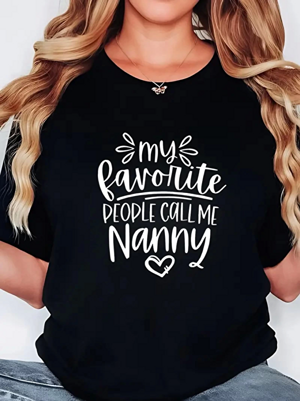Jane's Baskılı Oversize Bisiklet Yaka T-shirt - Siyah