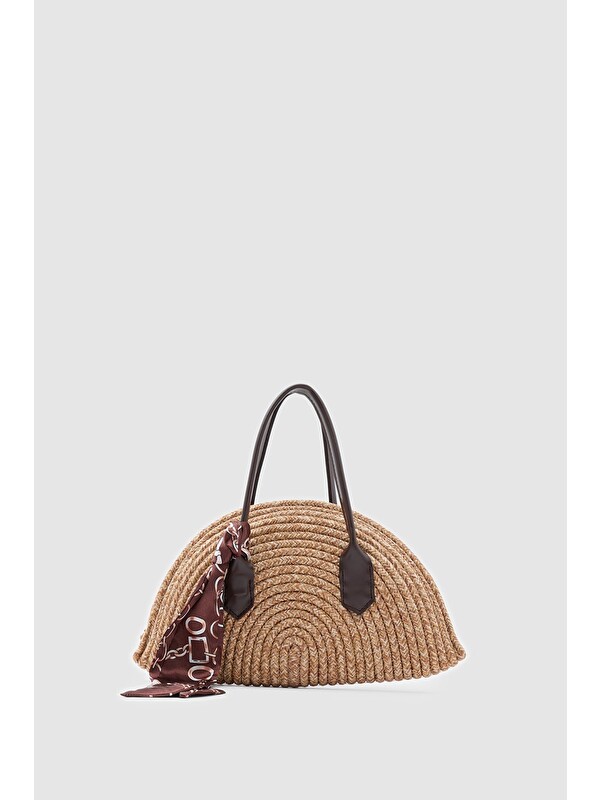 Shulebags Sunset Fularlı Hasır El Ve Kol Çanta Kahve