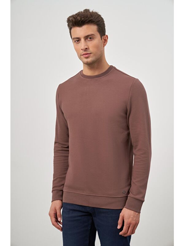 İMZA Toprak Örme Bisiklet Yaka Pamuklu Casual Slim Fit Dar Kesim Sweatshirt 1013245150