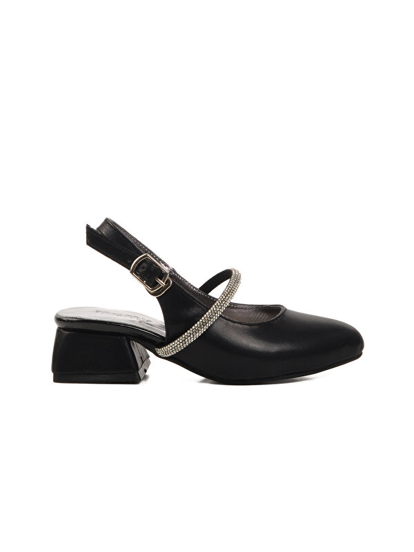 Siyah Taş İşlemeli Kız Çocuk Sandalet 253 RY 4091 P - Görsel 2