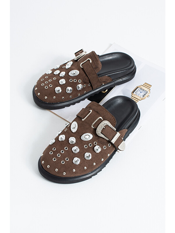 DUXAL SHOES Zlata Kadın Taş Detaylı Tokalı Günlük Terlik