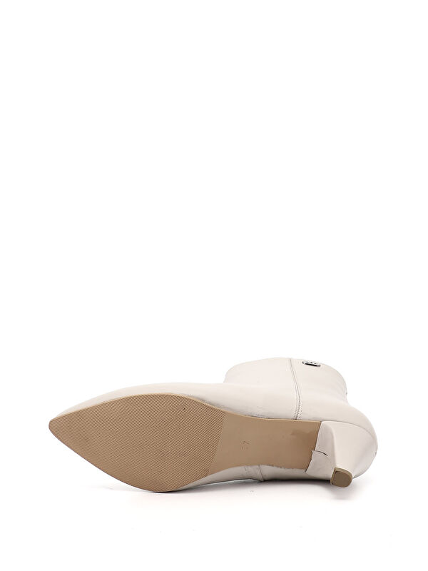 Kadın YENİ BEJ Fermuarlı Sivri Burun Hakiki Deri Bot - Görsel 5