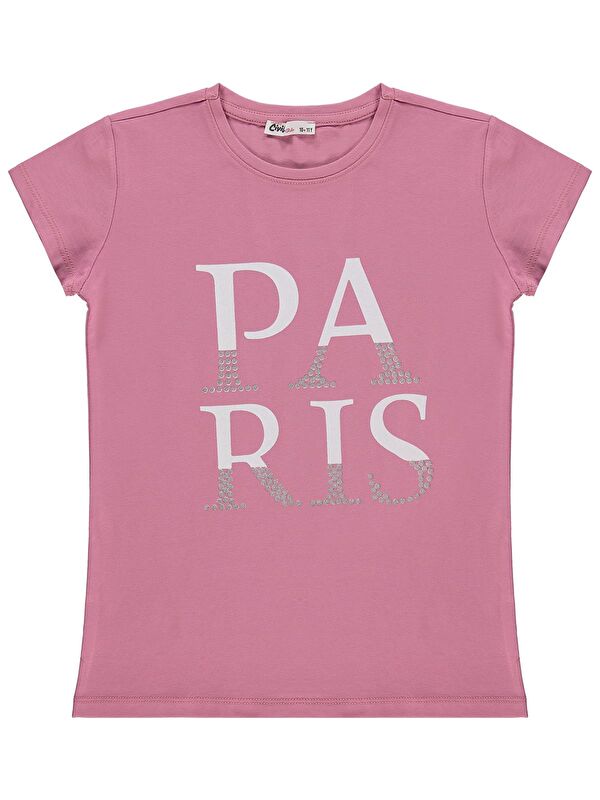 Civil Girls Paris Baskılı 10-13 Yaş Tişört - Pembe