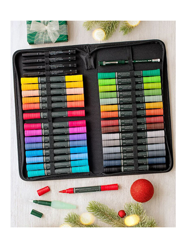 Faber-Castell Albrecht Dürer 30'lu Sulu Boya Marker Seti, Taşınabilir Çantalı, Çift Uçlu