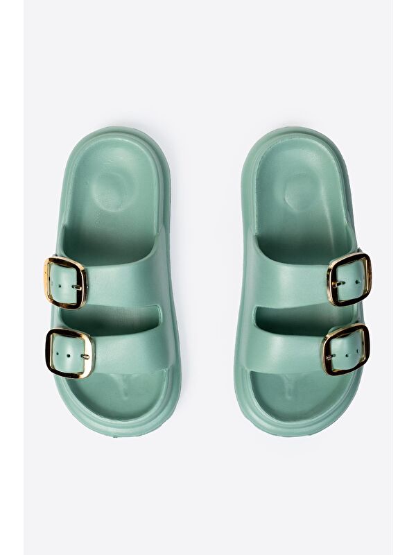 Çift Tokalı Kadın Eva Kalın Taban Terlik - Görsel 7