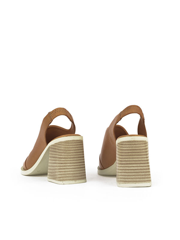 Kadın Hakiki Deri Topuklu Sandalet 151992Z54004 Taba - Görsel 4