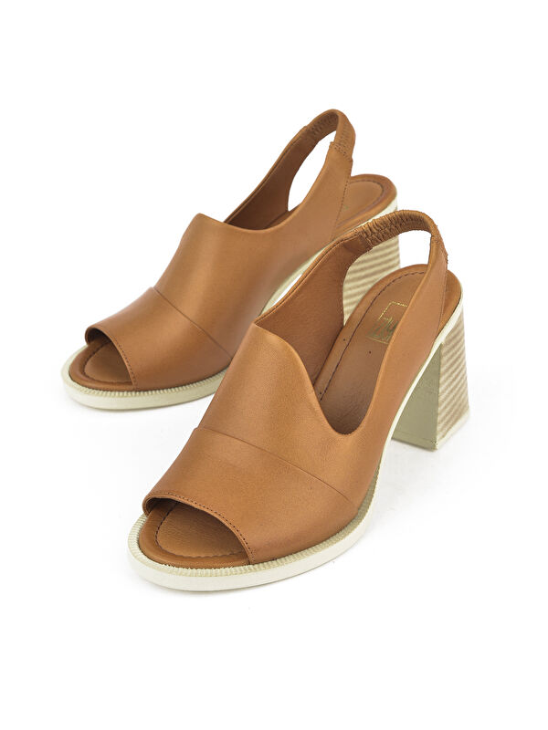 Kadın Hakiki Deri Topuklu Sandalet 151992Z54004 Taba - Görsel 6